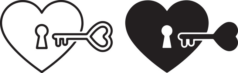 Heart shapes with a keyhole and a matching key symbolize love, security, and emotional connection