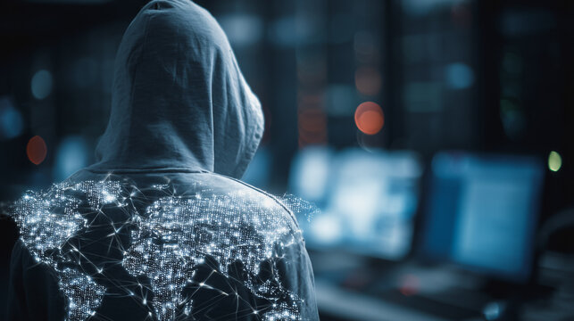 Hackers are planning to hack and attack Zeroday networks and cyber security systems in Smart digital city with connection network reciprocity over the cityscape . Concept of future smart wireless city - Powered by Adobe