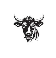 Fototapeta premium Bold Black Bull Head Logo Vector, This strong vector design conveys strength, dominance, and confidence, making it ideal for branding, mascots, sports teams, agriculture businesses, ranch identities.