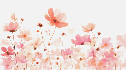 Fototapeta premium Elegant wedding invitation card background vector. Minimal hand painted watercolor botanical flowers texture template background. Design for wedding, vip cover, poster, rsvp moderncard.Valentine's Day