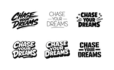 Fototapeta premium Diverse Lettering Styles. Quotes without borders. Set lettering. harmonious lettering variations of the same emblematic concept, each with different artistic