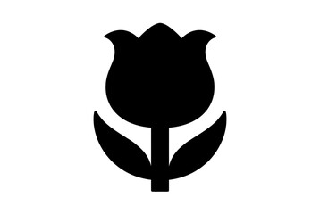 Black silhouette tulip isolated on white background, Vector, illustration