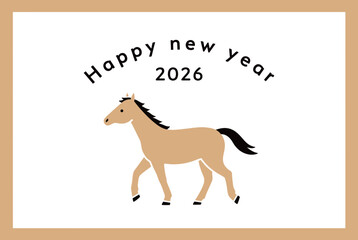 Happy new year 2026 horse illustration isolated on white background, Vector, illustration