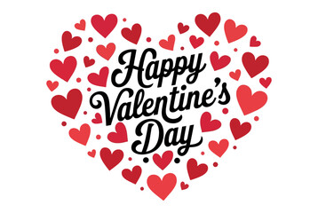 Happy valentine's day heart isolated on white background, Vector, illustration