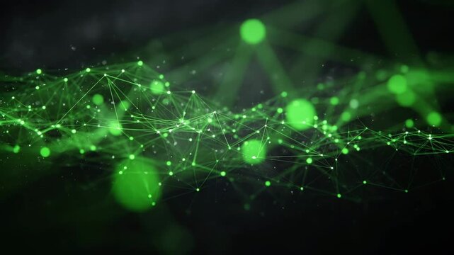 Ultra HD Abstract green network connection background digital data communication technology concept with plexus dots and lines video