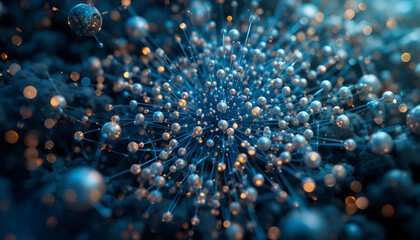 A stunning visual representation of interconnected nodes and vibrant digital particles