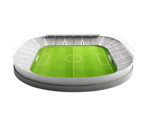 Modern Football Stadium with Green Field