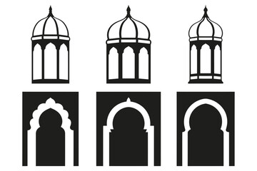 Islamic Architecture Icon Set &ndash; Symbols of Cultural Heritage, Design, and Historical Artistry