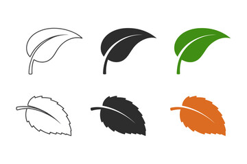  Seasonal Leaf Icon Set &ndash; Symbols of Nature, Change, and Environmental Diversity