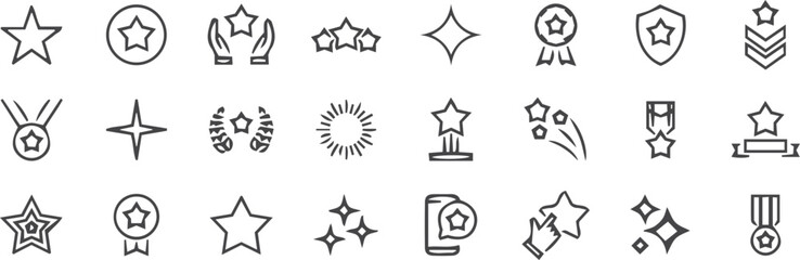 Premium Minimalist Star and Award Line Icon Set for Excellence and Recognition