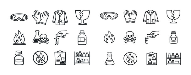 Safety equipment and hazard symbols in a laboratory setting