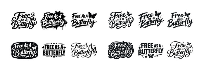 Free as a butterfly calligraphy designs with butterfly motifs