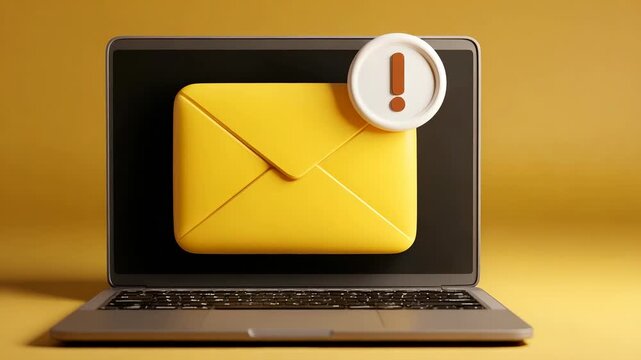 Modern Laptop on Yellow Surface - Minimalist Technology Setup for Workspace, Education, or Online Communication Concept.