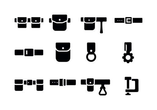 Utility Belt Icons. Utility Belts. Solid icon set of Utility Bel