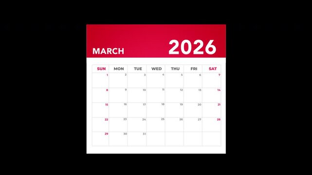 Calendar Flipping Through 2026, Month by Month