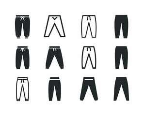 Pants Logo Icon Set. Pants. Icon set. Set Logo of pants: sweatpa