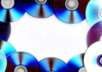 Musical fashion of past. CDs for music center. Hobby of 90s. Attributes of 1990s