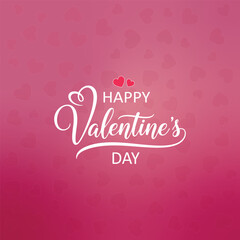 Happy Valentine&rsquo;s Day Pink Background with White Calligraphy Text and Heart Pattern Vector Illustration