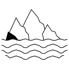 Icebergs Floating in Polar Blue Waters on White