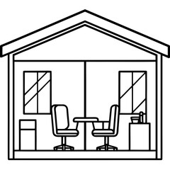 Interior Architectural Outline Drawing of Modern Space