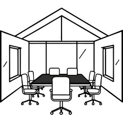 Interior Perspective Sketch of Office Cabin