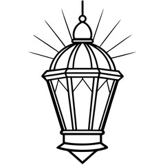 Islamic Lantern Light Rays Shining Through Colored Glass