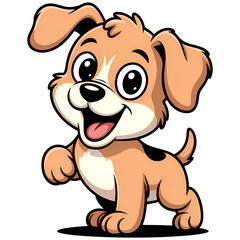 Obraz premium Cute Puppy Dog Cartoon Character – Happy Baby Dog Mascot Illustration