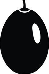 Minimalist Black Olive Silhouette Icon with Glossy White Highlight, Sleek Modern Oval Fruit Graphic Isolated on White Background for Mediterranean Cuisine, Branding and Logo Design AI Generative
