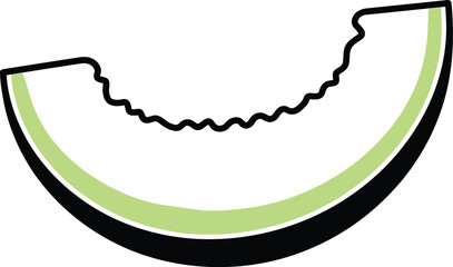 Minimalist Illustration of a Green Melon Slice with Black Outline and Wavy Edge, Modern Stylized Fruit Graphic Isolated on White Background for Food Design and Summer Branding AI Generative
