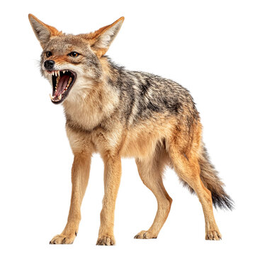 PNG of A fierce-looking coyote with bared teeth, showcasing its wild nature.