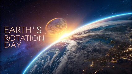 Earth Rotation Day Cinematic 8K Scene Of Rotating Planet.