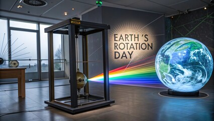 Modern Laser Foucault Pendulum Demonstrating Earth Rotation Experiment.