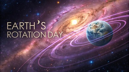 Vibrant Cosmic Earth Rotating On Tilted Axis In Space.