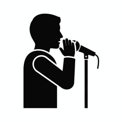 Person singing into microphone