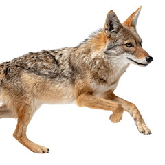 Fototapeta premium PNG of A lively coyote running gracefully across an open landscape.