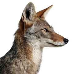 Obraz premium PNG of Close-up of a coyote in profile, showcasing its sharp features and alert expression.