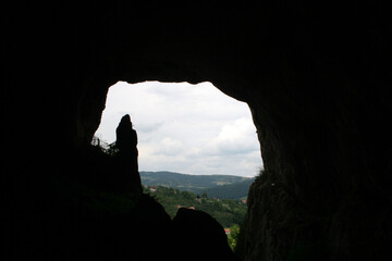 Attractive Potpecka Cave, a natural monument located in the village of Potpece, 14 km southeast of Užice, Serbia. Its gigantic portal, 50 meters high, is the largest cave entrance in the Balkans.