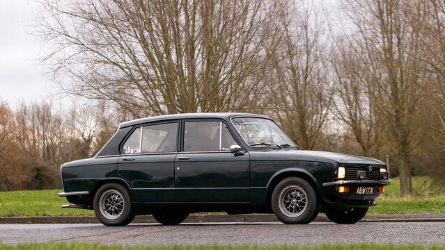 Milton Keynes,Bucks,UK - Jan 1st 2026:  1972 Triumph Toledo classic British car driving on a British road