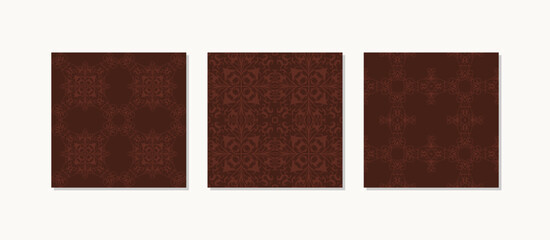 
Set of brown color palette floral patterns for minimalist design