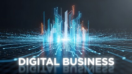 Holographic digital business concept with futuristic hologram technology