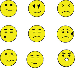 Fototapeta premium Hand drawn emoji face doodle set with various expressions