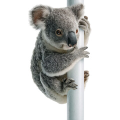 PNG of Adorable koala clinging to a tree branch, showcasing its unique features and fur.