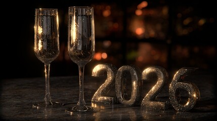 A radiant marquee display forming the numerals 2026