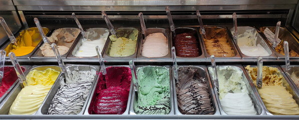 Different flavors of italian ice cream at Italy