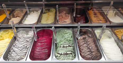 Different flavors of italian ice cream at Italy