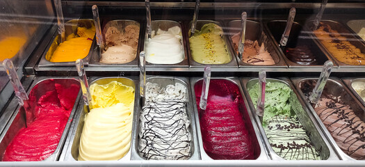 Different flavors of italian ice cream at Italy