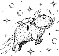 Capybara astronaut in space