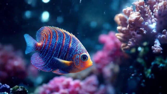Vibrant tropical fish swimming in a colorful coral reef environment