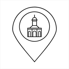 Landmark Map Pin Line Art Vector