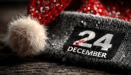 December 24th Christmas holiday calendar page with Santa hat, 3D style event reminder